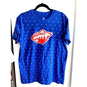 Minnesota Wild Men's T-Shirt Blue Team Logo NHL Hockey American Flag by Fanatics